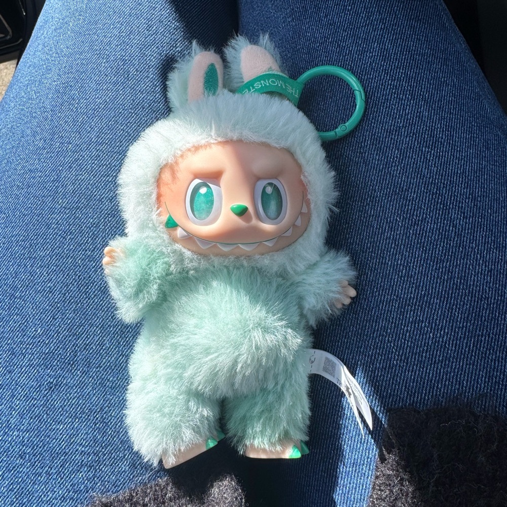 Mint Green Plush Monster Pet Toy